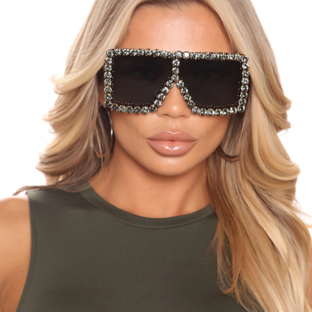 ❤New! "Hype Me Up" Black Rhinestone Glasses